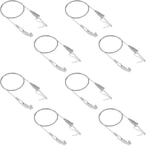 Kit d'accrochage de tableaux avec crochets, 8 pièces de suspension réglables en acier inoxydable, câble métallique robuste, kit d'affichage professionnel pour tableaux (1 m, petit crochet)-AquaForge