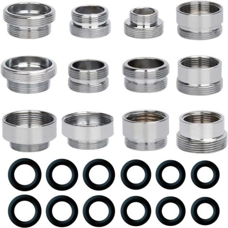 Kit d'adaptateurs de robinet 12 pièces – Argenté – 16-24mm – Pour tuyau d'arrosage et purificateur d'eau