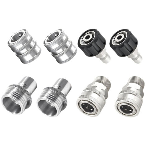 Kit d'adaptateurs pour nettoyeur haute pression, 8 pièces, raccord rapide en acier inoxydable, raccord pivotant M22 vers raccord rapide 3/8", raccord rapide 3/4".
