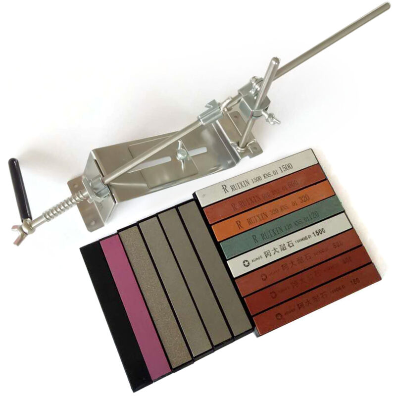 Lifcausal - Kit d'affûtage de couteaux à angle fixe amélioré, entièrement en métal et acier inoxydable, 14 pierres à aiguiser professionnelles