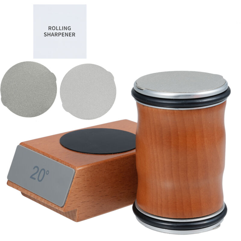 Kit d'affûtage de couteaux à roulettes avec base magnétique à 15 et 20 degrés, affûtage de couteaux à roulettes avec 4 blocs de ponçage