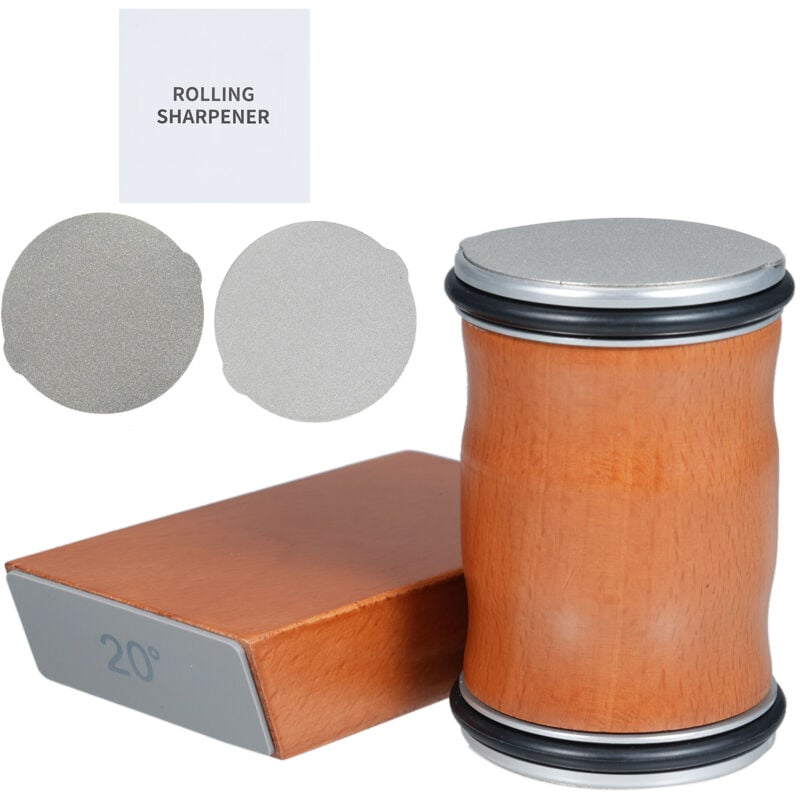 Lifcausal - Kit d'affûtage de couteaux à roulettes avec base magnétique à 15 et 20 degrés, affûtage de couteaux à roulettes avec 4 blocs de ponçage