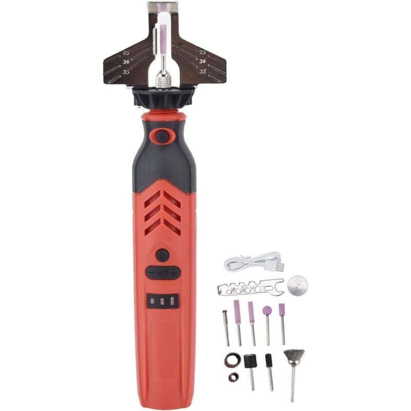 Jusch - Kit d'affûtage de tronçonneuse électrique,Outil d'affûtage de tronçonneuse portatif sans fil