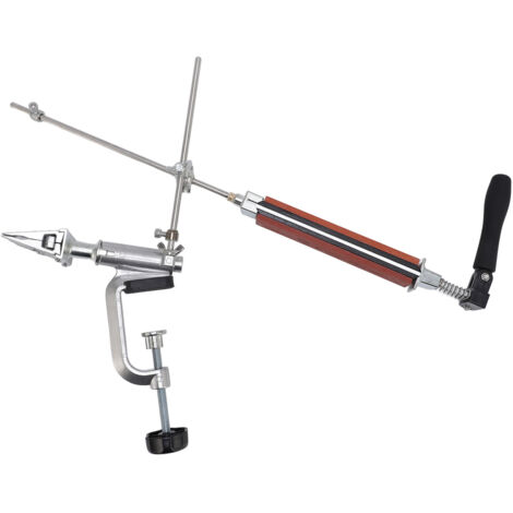 Kit d'affûteur à angle fixe, conception pivotante à 360°, clip réglable, 4 meules en corindon blanc, système d'affûtage d'outils