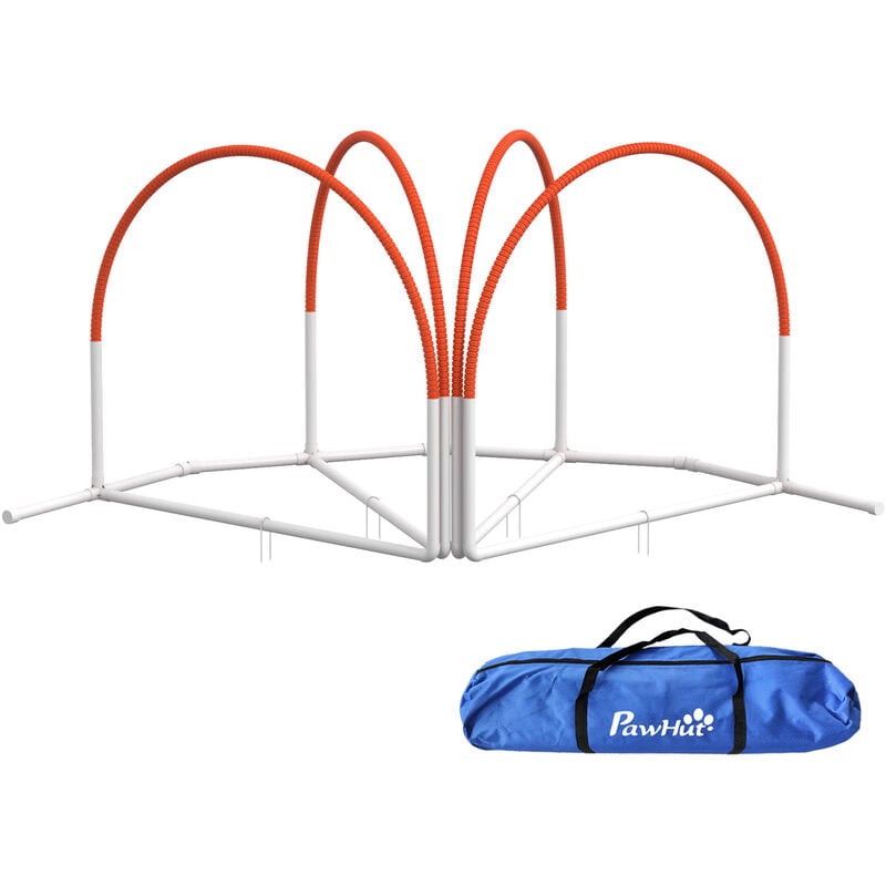 Pawhut - Kit d'agilité pour chien 4 pièces - hooper agility - arceaux entrainement, obstacle, sac de transport inclus - orange