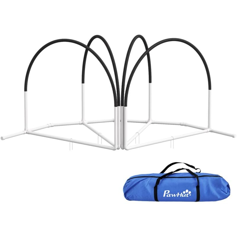 Kit d'agilité pour chien 4 pièces - hooper agility - arceaux entrainement, obstacle, sac de transport inclus - noir
