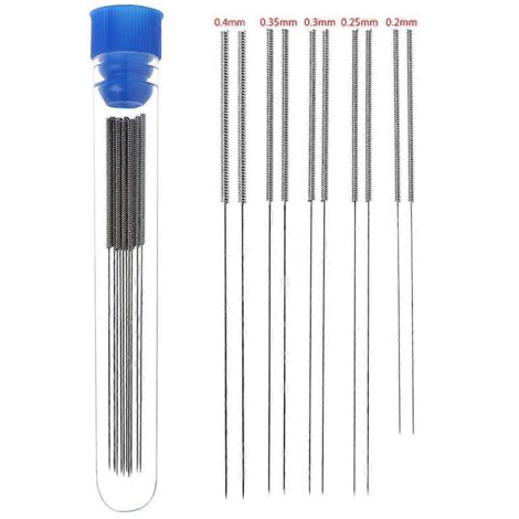 Kit d'aiguilles de nettoyage pour buses d'imprimante 3D (0,2/0,25/0,3/0,35/0,4 mm) - 10 pièces/boîte