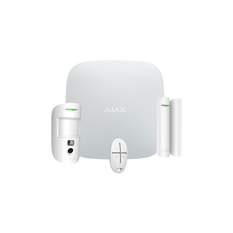 Kit d'alarme professionnelle - Degré recommandé 2 - Communication Ethernet et double sim 4G (lte) - Sans fil 868 MHz Jeweller et Wings Ajax hub 2,