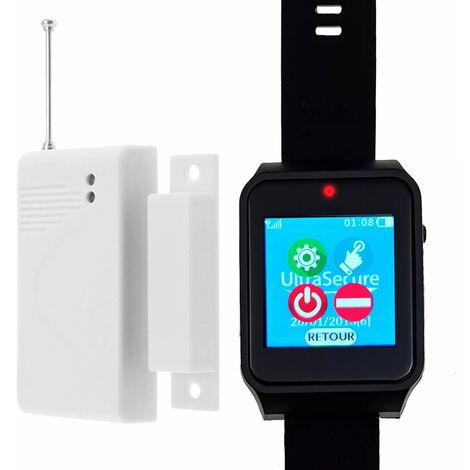 Kit d'alerte sans-fil détection d'ouverture sur montre tactile IP67 - écran digital / BIP + LED + Vibration