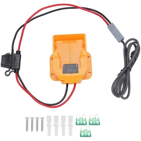Kit d'alimentation CC compact et portable pour antenne satellite rectangulaire avec fusibles, câble de 97,5 cm (3,2 pi) pour batteries DCB 18 V et 20 V