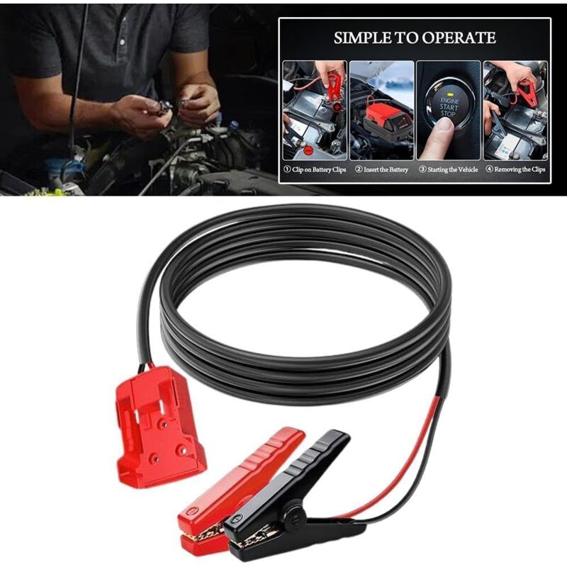 Kit d'allumage de batterie de voiture 8 AWG - Câble d'alimentation d'urgence automobile - 2 m - Pour MILWAUKEE - Outil de démarrage
