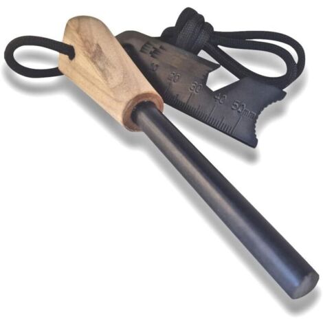 Kit d'allumage de feu avec bâton de silex, règle, allume-feu dentelé, kit d'allumage rapide de feu de camp, bord dentelé et décapsuleur, outil de survie bushcraft