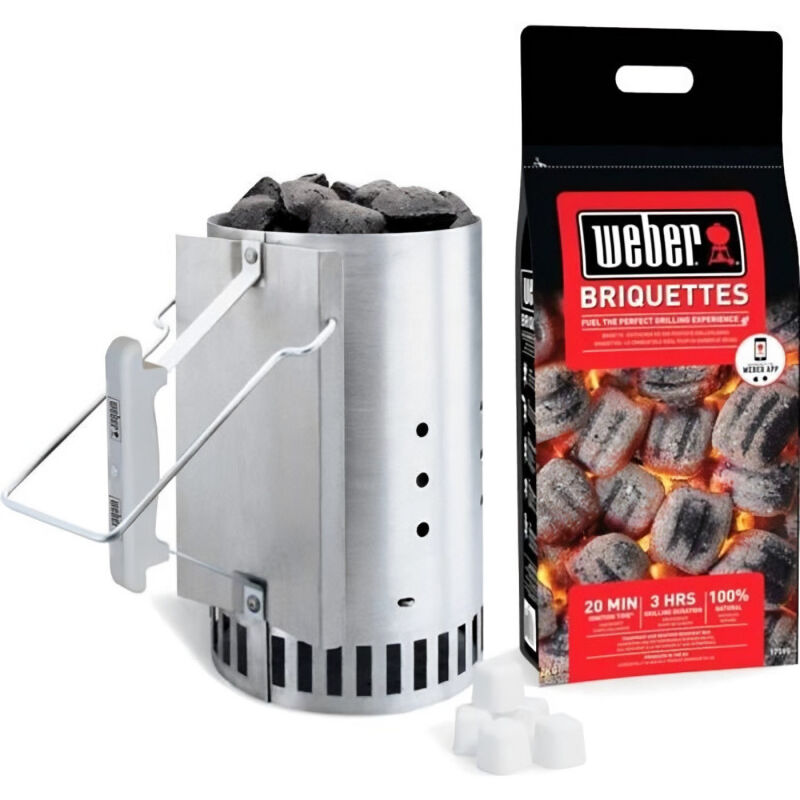 Weber - Kit cheminée d'allumage Rapidfire et 2kgs de Briquettes