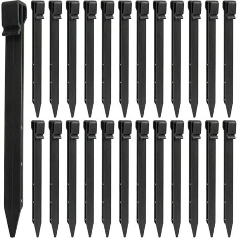 Kit d'ancrage au sol, Piquets de sol en plastique 25 pièces,  piquets de bordure de paysage de 25 cm,  piquets de tente robustes,  pointes d'ancrage pour tentes,  planche,  terrasse,  bordure,  jardin