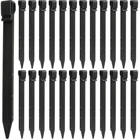 Kit d'ancrage au sol, Piquets de sol en plastique 25 pièces, piquets de bordure de paysage de 25 cm, piquets de tente robustes, pointes d'ancrage pour tentes, planche, terrasse, bordure, jardin