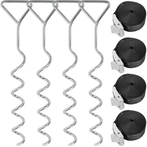 Kit d'ancrage de Trampoline 8 pièces – Piquets de Trampoline Robustes avec Sangles d'arrimage résistantes aux déchirures, kit d'ancrage de balançoire, kit d'ancrage de Trampoline
