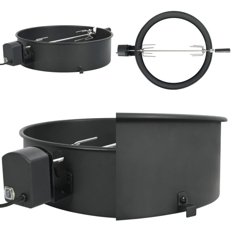 Kit d'anneau de rôtissoire de barbecue 57 cm Noir - kit d'anneau de rôtissoire - kits d'anneau de rôtissoire - Home & Living - Noir