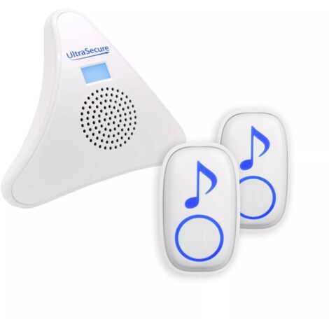 Kit d'appel double panique SOS sans-fil 300m 2 boutons + carillon triangle alimentation de secours 35 mélodies (DA600+)