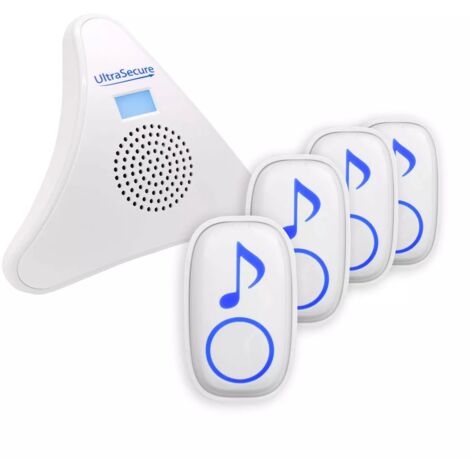 Kit d'appel panique SOS sans-fil 300m 4 boutons + carillon triangle alimentation de secours 35 mélodies (DA600+)