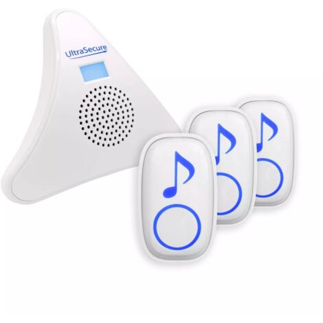 Kit d'appel triple panique SOS sans-fil 300m 3 boutons + carillon triangle alimentation de secours 35 mélodies (DA600+)