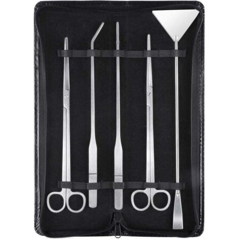 Kit d'aquascaping 5 en 1 en acier inoxydable pour aquarium, outils pour plantes aquatiques, pinces, ciseaux, spatule