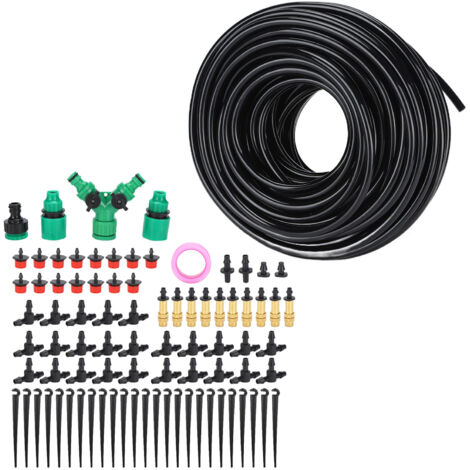 Kit d'Arrosage Automatique 25m avec Adaptateurs pour Serre, Terrasse et Pelouse