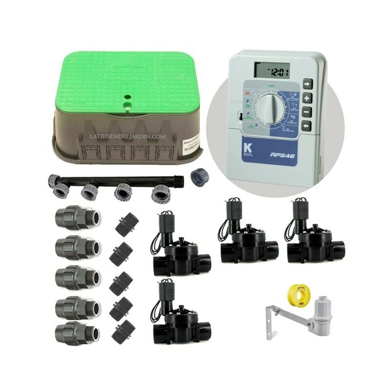 Lot d'irrigation automatique professionnel KRain avec 4 zones 24v pour tuyau 32mm
