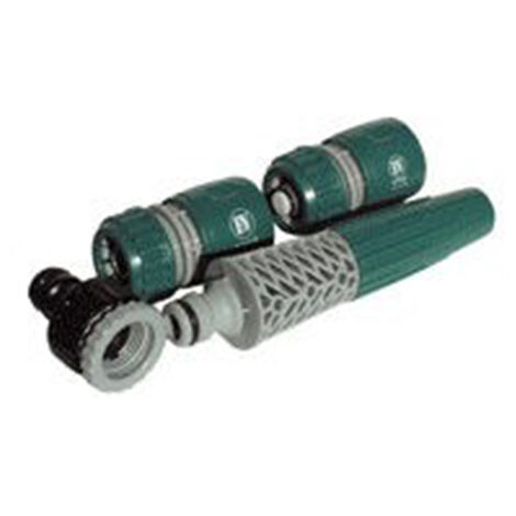 Kit d'arrosage avec lance réglable et raccords 1/2" - Pour tuyau diamètre 19
