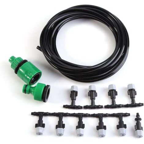 Kit d'arrosage de buse d'arrosage de Tuyau de système de Refroidissement de brumisateur d'eau pour la terrasse de Jardin de Serre(5M)