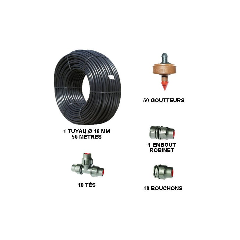 Atout Loisir - Kit d'arrosage goutte à goutte 50 m professionnel, Débit 2 l/h