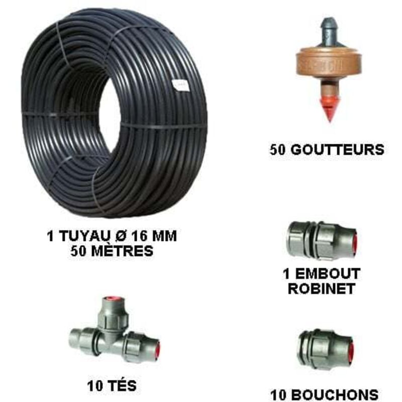 Atout Loisir - Kit d'arrosage goutte à goutte 50 m professionnel, Débit 8 l/h