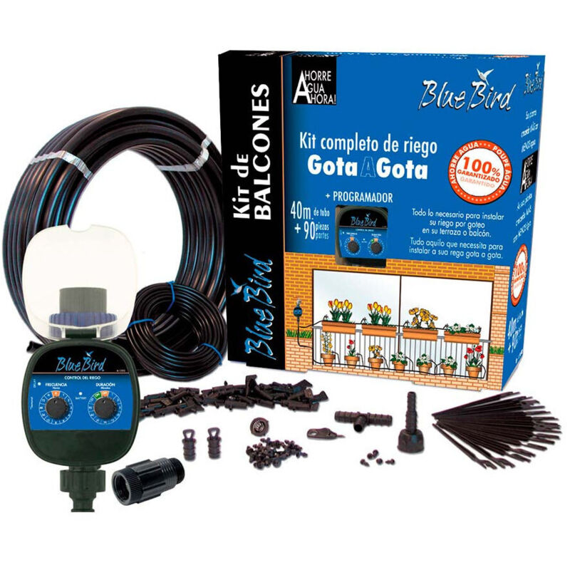EDM - Kit d'irrigation goutte à goutte avec programmateur blue bird.