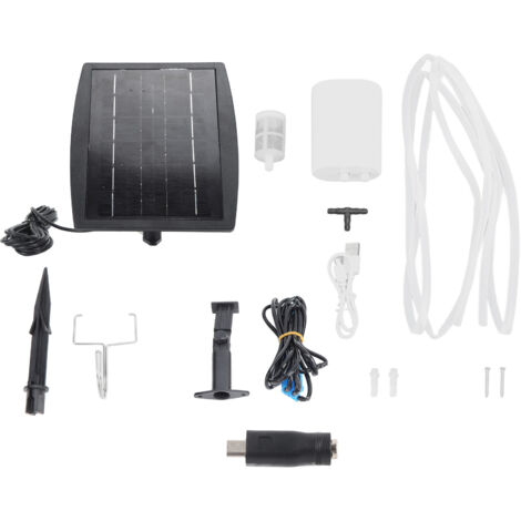 Kit d'Arrosage Solaire Automatique USB 3W pour 4 Pots, Système d'Irrigation Autonome pour Jardin, Balcon et Plantes d'Intérieur