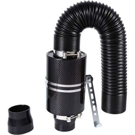 Kit d'aspiration d'air froid en fibre de carbone, Système d'aspiration filtre à air sport voiture boîte filtre à air Rubber Intake Flow pantalon tuyau air froid filtre série 3"boîte universelle