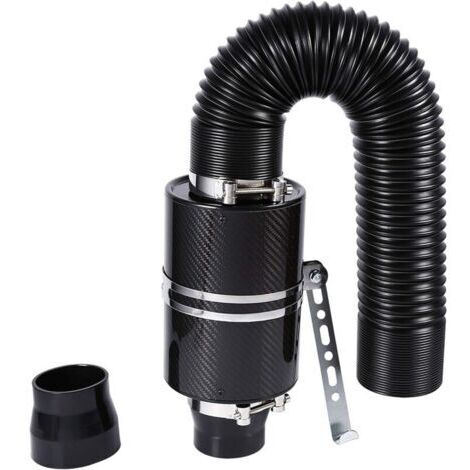 Kit d'aspiration d'air froid en fibre de carbone, Système d'aspiration filtre à air sport voiture boîte filtre à air Rubber Intake Flow pantalon tuyau air froid filtre série 3"boîte universelle
