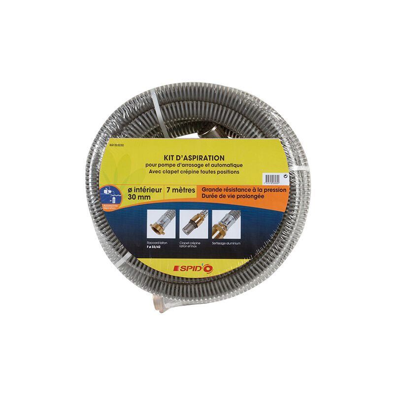 Kit d'aspiration renforcé 7 mètres ø 30 mm - Spido