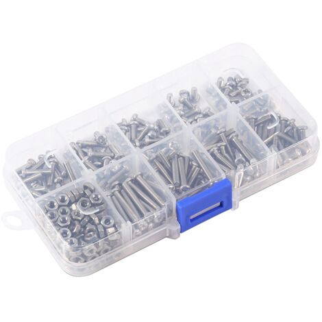 Kit d'assortiment de 340 vis et écrous M3 en acier inoxydable à tête bombée