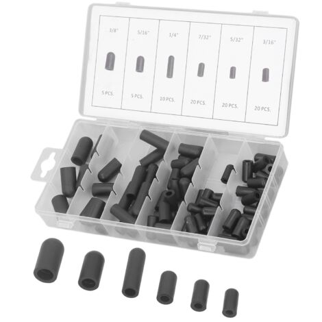 Kit d'assortiment de bouchons de chapeau sous vide, 80 pièces, en caoutchouc, résistant aux hautes températures, anti-fuite, 5/32 pouces à 3/8 pouces, noir