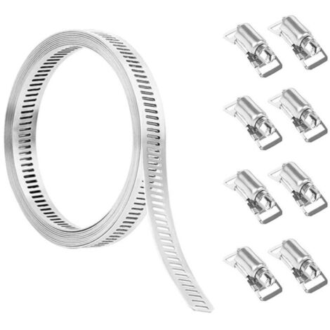 Kit d'assortiment de colliers de serrage en acier inoxydable 304, 3M découpée sur mesure + 8 attaches plus solides, grande bande d'engrenage à vis sans fin réglable, colliers de serrage à vis