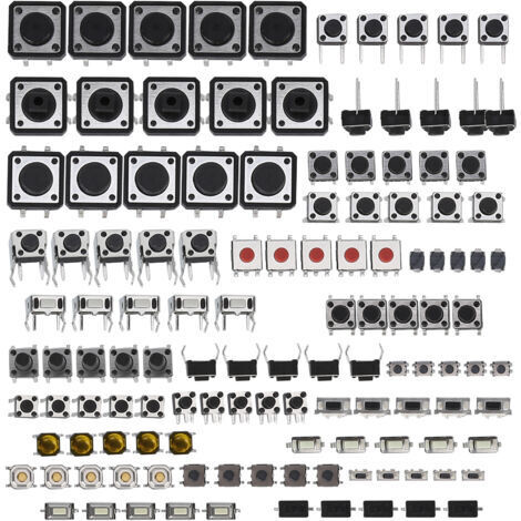 Kit d'assortiment de commutateurs à bouton-poussoir tactiles, 25 valeurs, 12V, 50ma, micro-tact momentané, 125 pièces