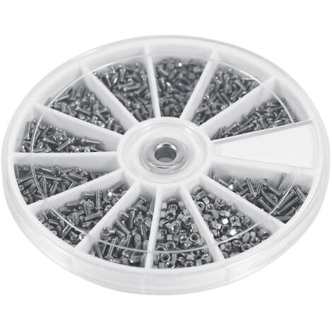 Kit d'assortiment de petites vis et écrous, 600 pièces, 12 types, pour montres et lunettes : M1, M1.2, M1.4, M1.6