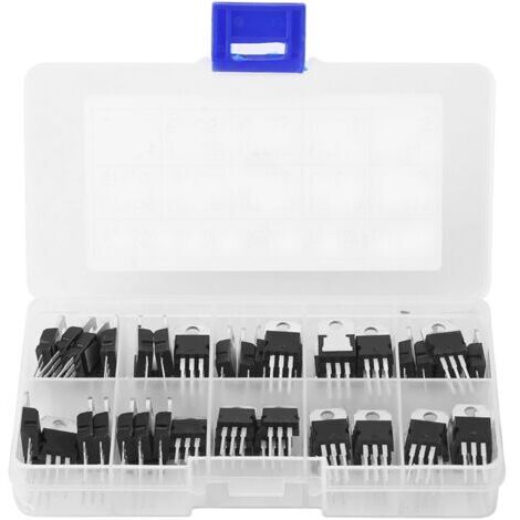 Kit d'assortiment de transistors L7805CV LM317t, 60 pièces, 10 valeurs, avec boîte de rangement