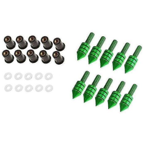 Kit de 10 boulons, écrous et rondelles pour pare-brise de moto - Pièces modifiées - Livraison directe - Vert