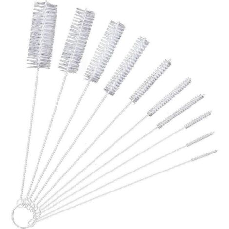 Kit de 10 cepillos de limpieza para tazas, vasos, biberones, pajitas, termos y diversos recipientes - Blanco
