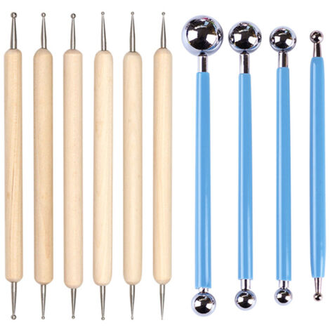 Kit de 10 outils de pointillage DIY : stylets à bille en acier inoxydable pour peinture mandala sur roche
