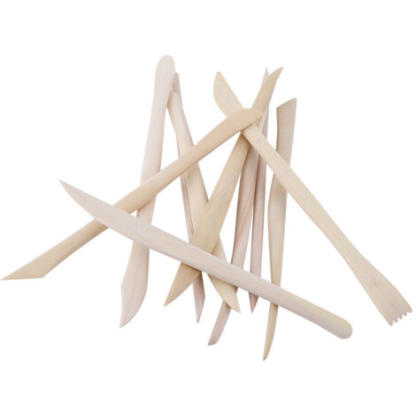 Kit de 10 outils en bois pour modelage d'argile polymère, ensemble sculpture créative DIY