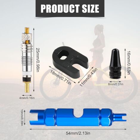 Kit de 10 outils pour démonter les obus de valve de vélo, compatible avec les valves Presta, avec clé d'extension.