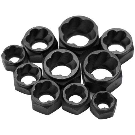 Kit de 10 outils pour extraire les boulons, écrous et vis endommagés. Comprend une douille pour extraire les boulons, écrous et vis endommagés.