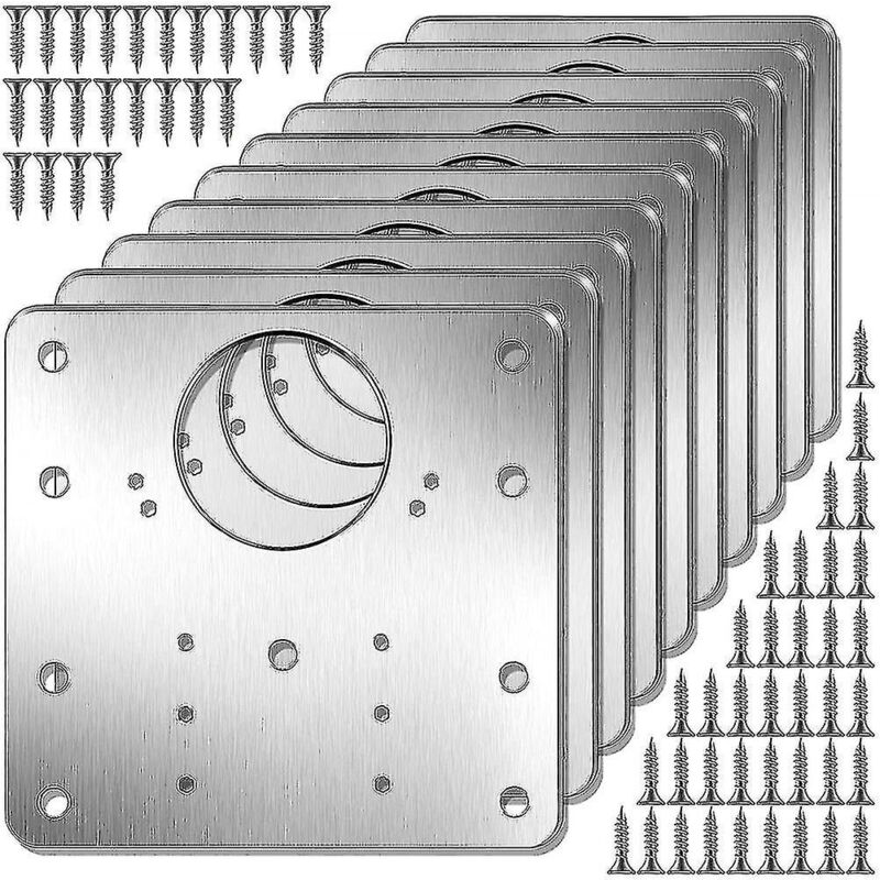 Kit de 10 plaques de réparation pour charnières d'armoire avec trous et supports de fixation plats - yky