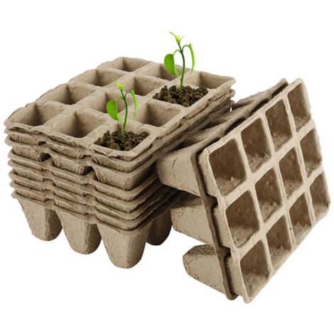 Kit de 10 plateaux de germination en papier biodégradable pour semis de plantes et herbes aromatiques